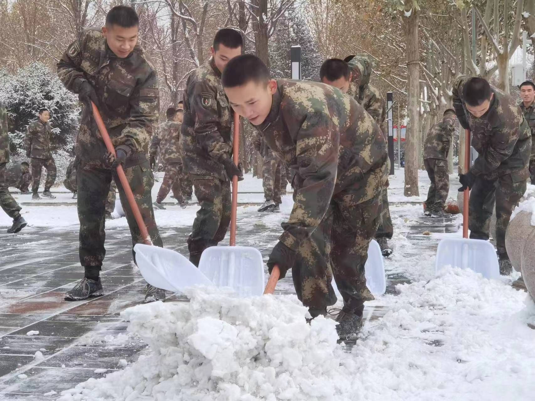 铲冰除雪，军士生在行动.jpg